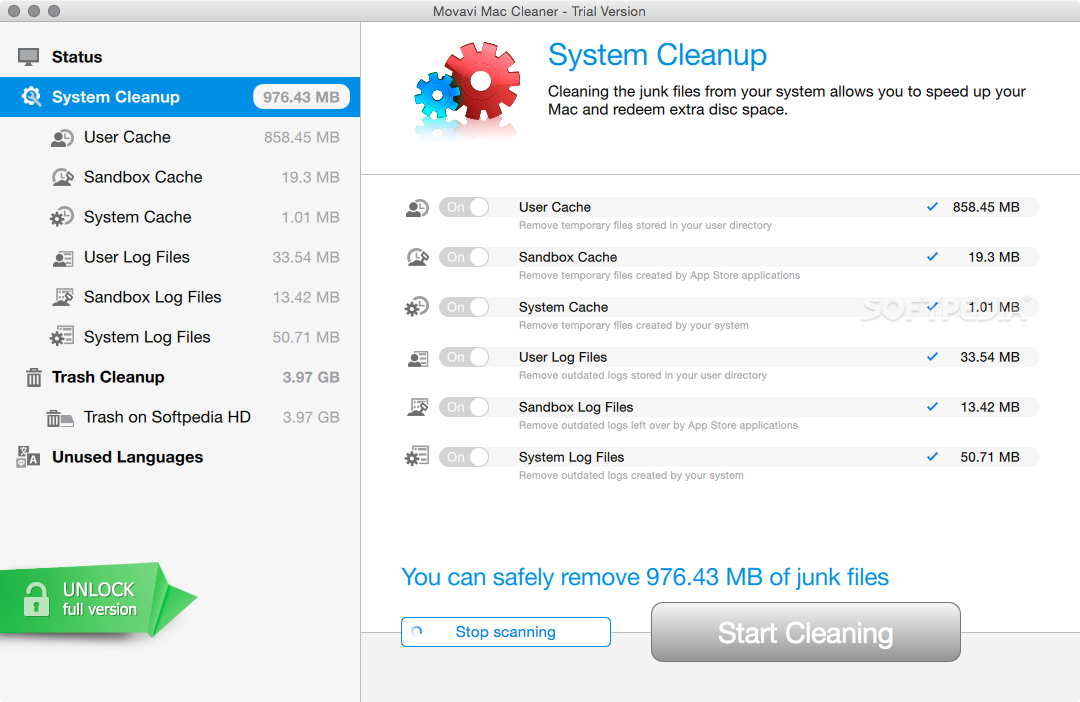 using movavi mac cleaner to clean free space free